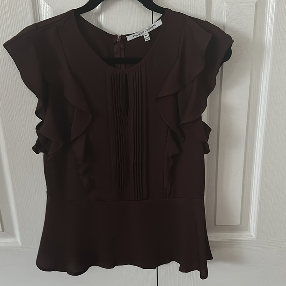 Ruffle Peplum Blouse Wine size Medium - Picture 7 of 7